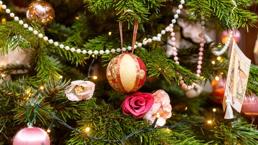 Decorations on one of the many trees around Baddesley Clinton, Warwickshire, this Christmas
